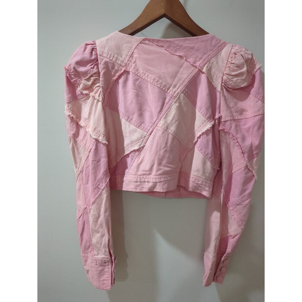 Loveshackfancy Eleora Pink Patchwork Crop Jacket - image 5
